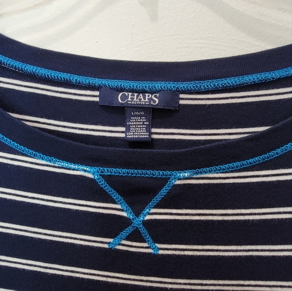 Chaps Striped 3/4 Sleev Top - Picture 4 of 4